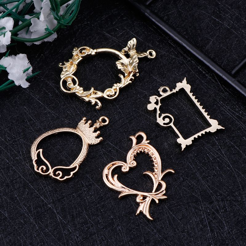 Jewelry Making Watches - 4個の金属フレームアンティーク絶妙な花エポキシ樹脂工芸uv樹脂ツールdiyのジュエリーメイキングペンダント装飾時計フレーム
