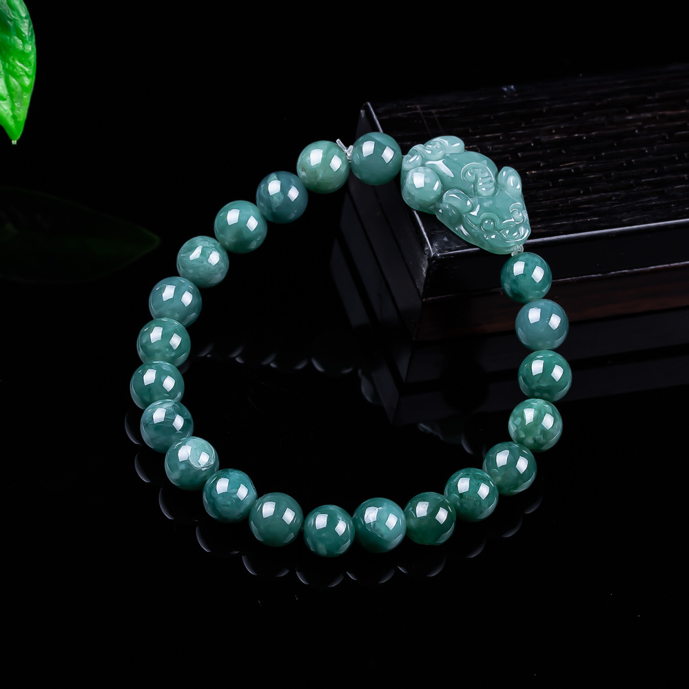 Jewelry & Watches Sp Zo O - 天然ビルマ翡翠貔貅ブレスレットヴィンテージお守りチャームギフト女性のためのジュエリーバングル本物の翡翠アクセサリー