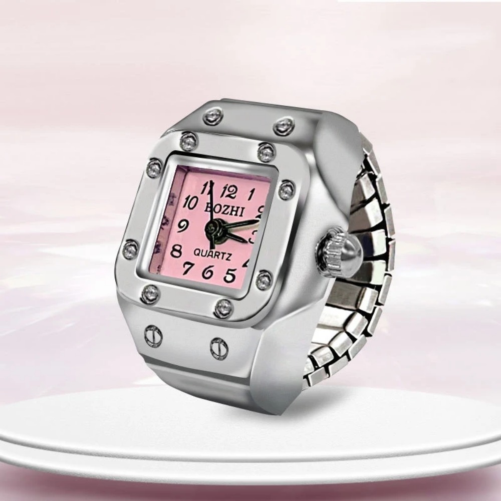 Jewelry Type Watches - クリエイティブスクエアダイヤルリングウォッチ合金シェルカップルフィンガーウォッチジュエリー男性女性日常着用