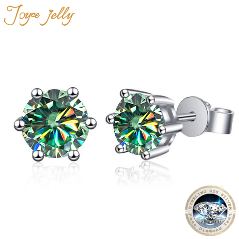 Jc Jewelry & Watches - Joyceゼリー-女性用シルバースクリューイヤリング,クラシックなイヤリング,6爪,2カラットのペア,ウェディング,花嫁,ファインジュエリー