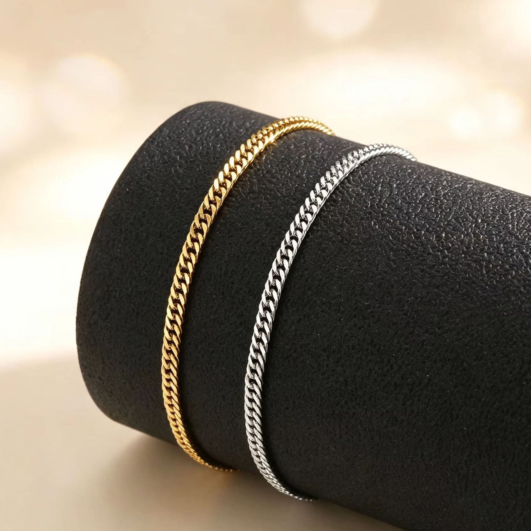 Jc Jewelry & Watches - 女性用薄型キューバンアンクレット、ステンレススチール製カーブリンクフットチェーンアンクレット、バケーションプールウェア、繊細な重ね付けジュエリーギフト