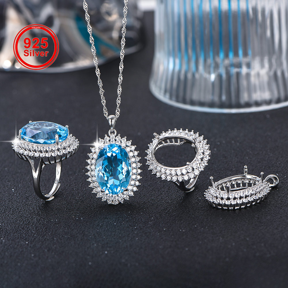 Sterling Silver Ring - 13x18mm S925 スターリングシルバー リング ペンダント 空のセッティング、宝石