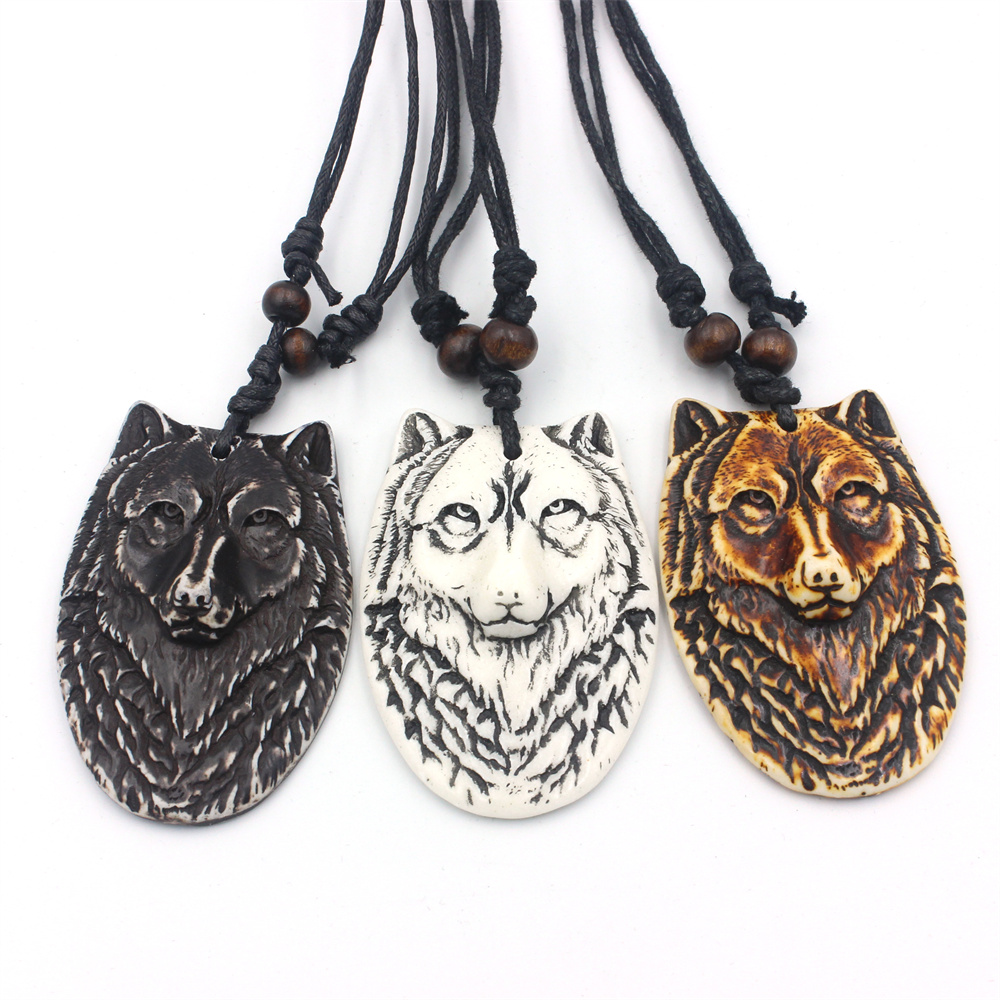 Wolf Jewelry & Watches Tampa Reviews - 男性と女性のためのウルフペンダントネックレス、クールなシミュレーション、骨彫刻、y2kジュエリーギフト