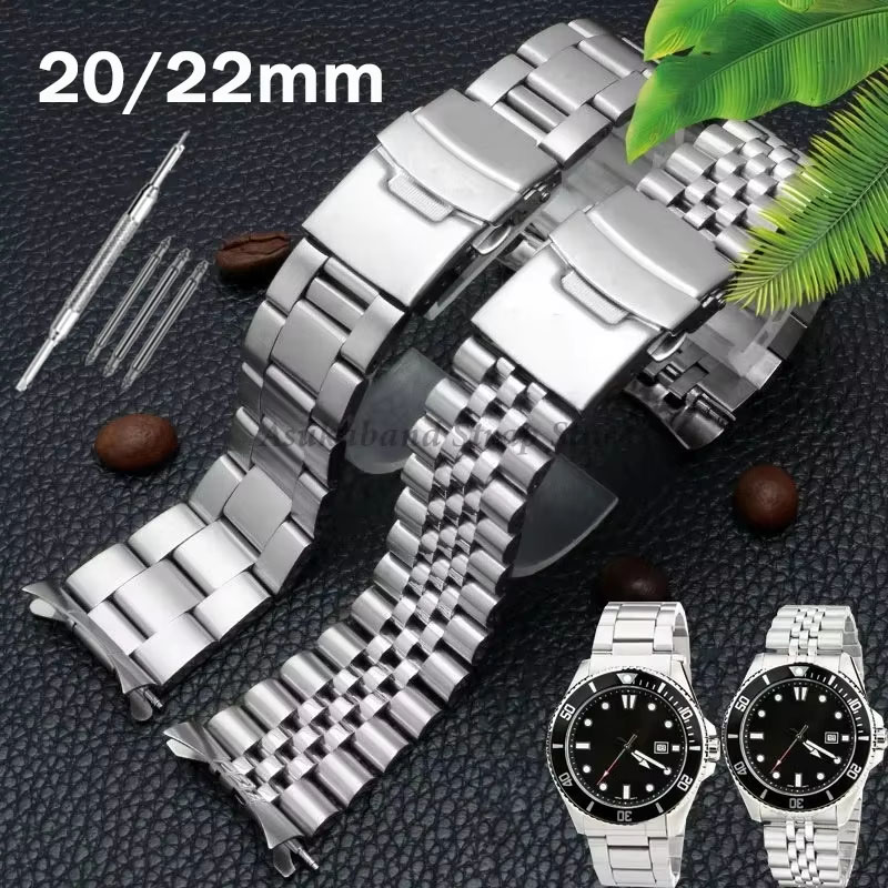 Jared Jewelry Watches - セイコー-男性と女性のためのステンレス鋼のストラップ,セイコーの時計バンド,ジュビリーのためのオイスター,湾曲した金属ブレスレット,18mm, 19mm, 20mm, 22mm, 24mm