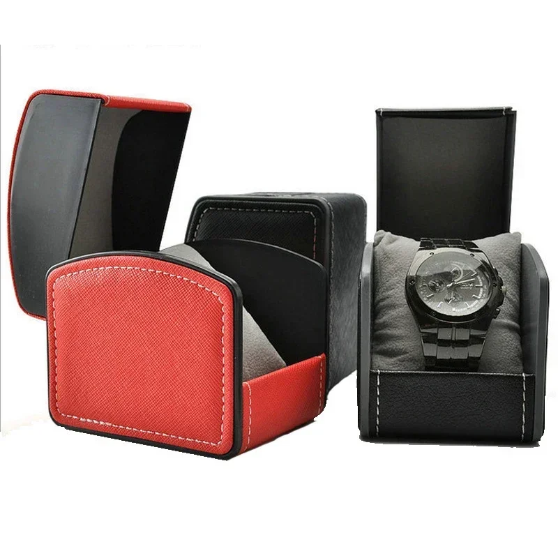 Vintage Jewelry Watches Women - ポータブル時計ボックス PU レザー時計ケースオーガナイザー収納ホルダー男性女性ブレスレットヴィンテージジュエリーボックス革枕付き