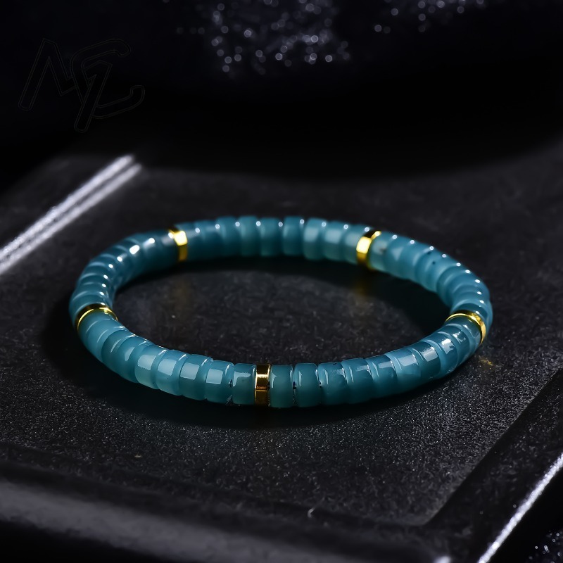 Jewelry & Watches Sp Zo O - 天然翡翠ブルーウォーターそろばんビーズスペーサーブレスレット高級品質ジュエリーファッションジュエリー絶妙なチャームギフト券