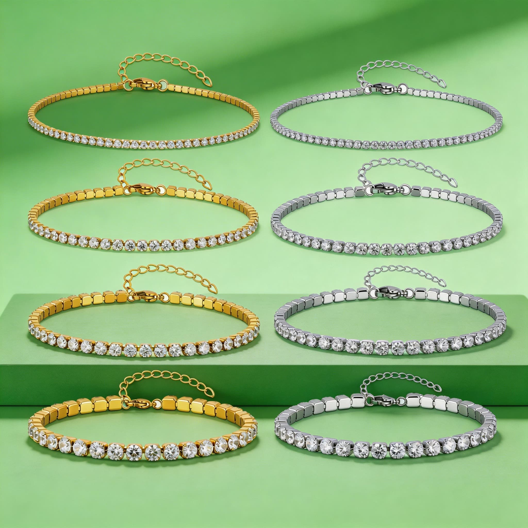 Jc Jewelry & Watches - 2/3/4/5MM高級ジルコンテニスチェーンアンクレット（女性用）、ステンレススチールアンクレットジルコンチェーンアンクレット、繊細なジュエリーギフト