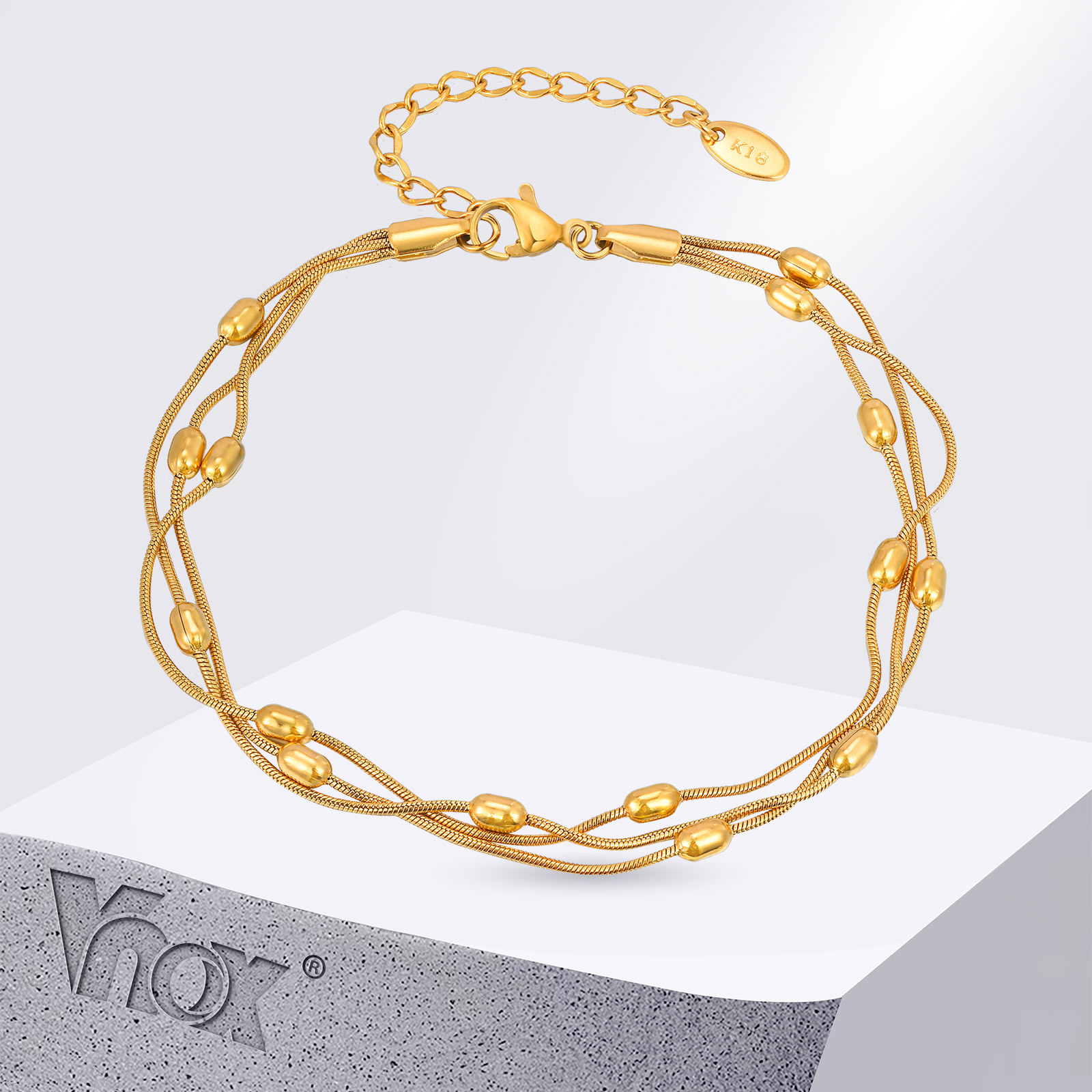 Vnox 夏ステンレス鋼三層スネークチェーンアンクレット女性 - Jc Jewelry & Watches のレビューと価格