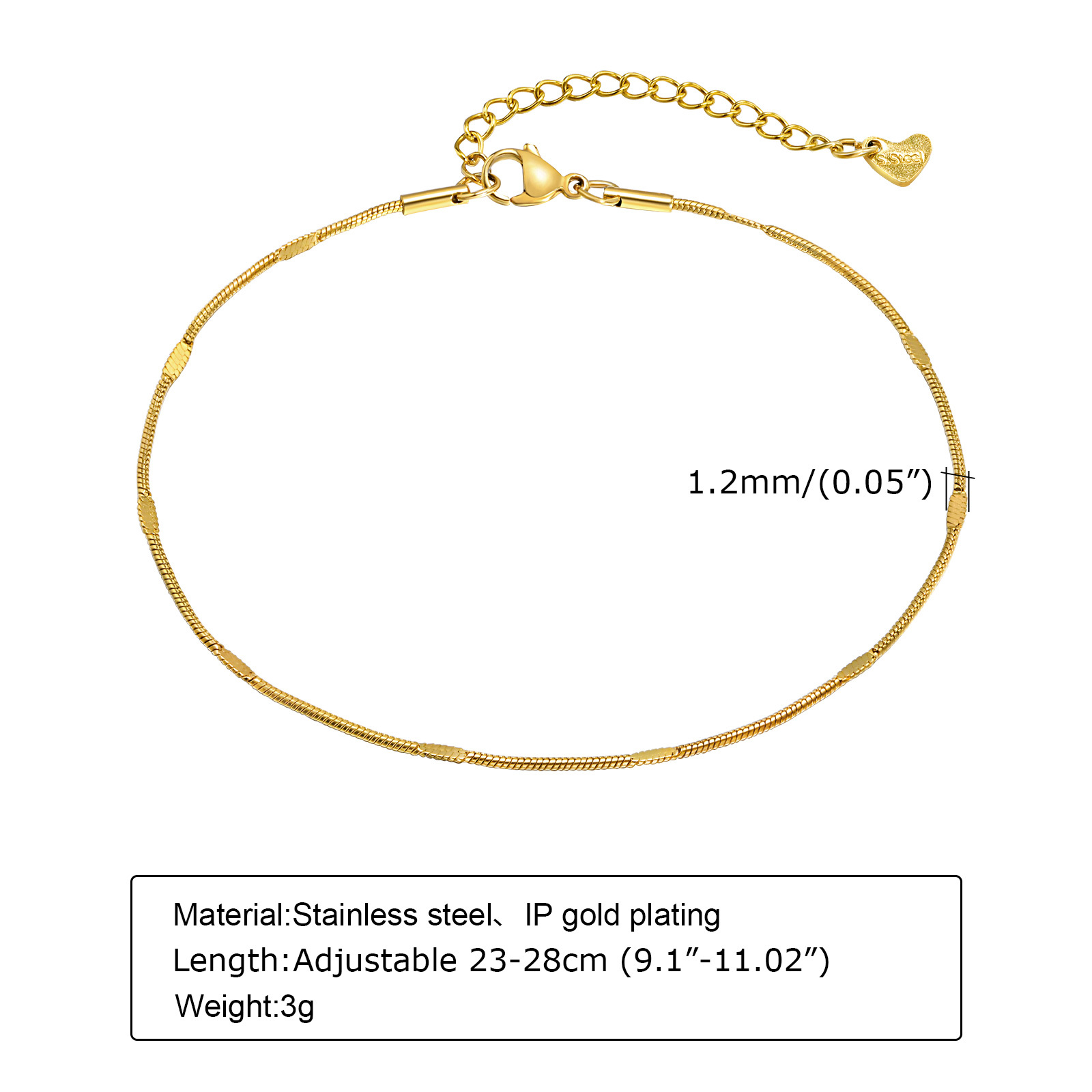 女性用スネークチェーンブレスレット,ステンレス鋼,金メッキ, - Jc Jewelry & Watches のレビューと価格