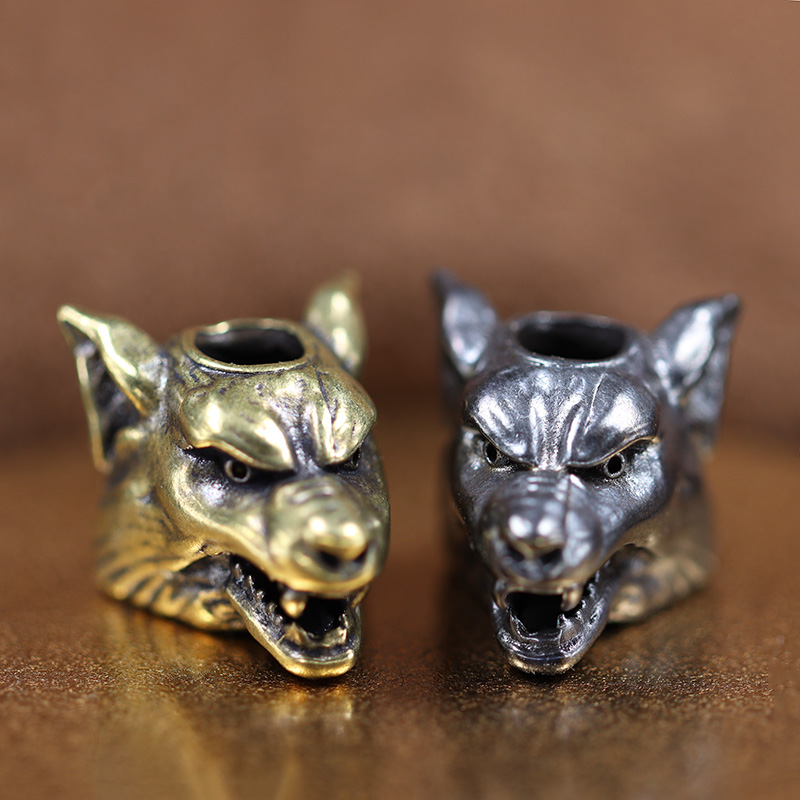 動物オオカミ戦士ヘッド彫刻真鍮パラコードビーズ DIY 手作 - Wolf Jewelry & Watches Tampa Reviews のレビューと価格