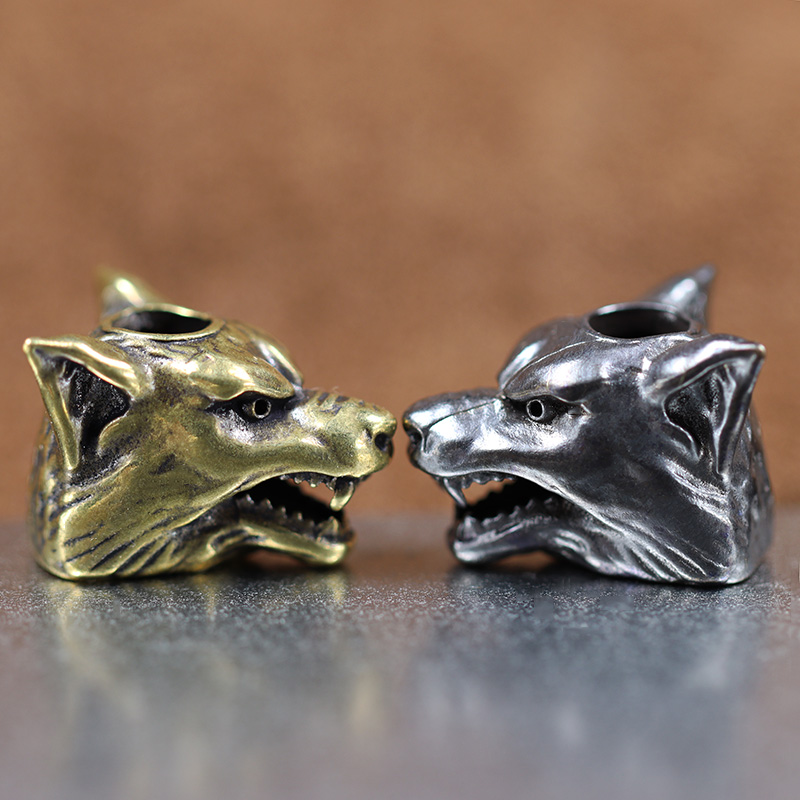 動物オオカミ戦士ヘッド彫刻真鍮パラコードビーズ DIY 手作 - Wolf Jewelry & Watches Tampa Reviews のレビューと価格