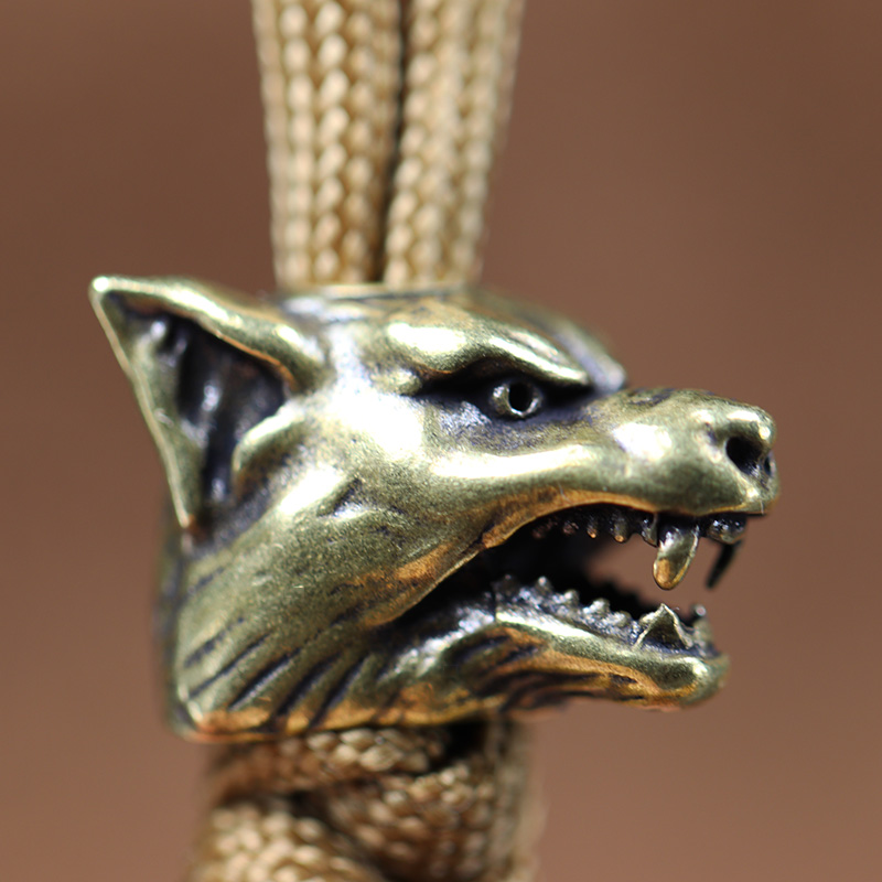 動物オオカミ戦士ヘッド彫刻真鍮パラコードビーズ DIY 手作 - Wolf Jewelry & Watches Tampa Reviews のレビューと価格