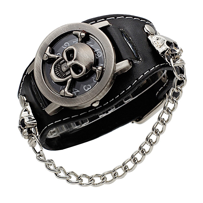 メンズレザーステンレススチールリストウォッチ、チェーンフラッ - Jewelry Type Watches のレビューと価格