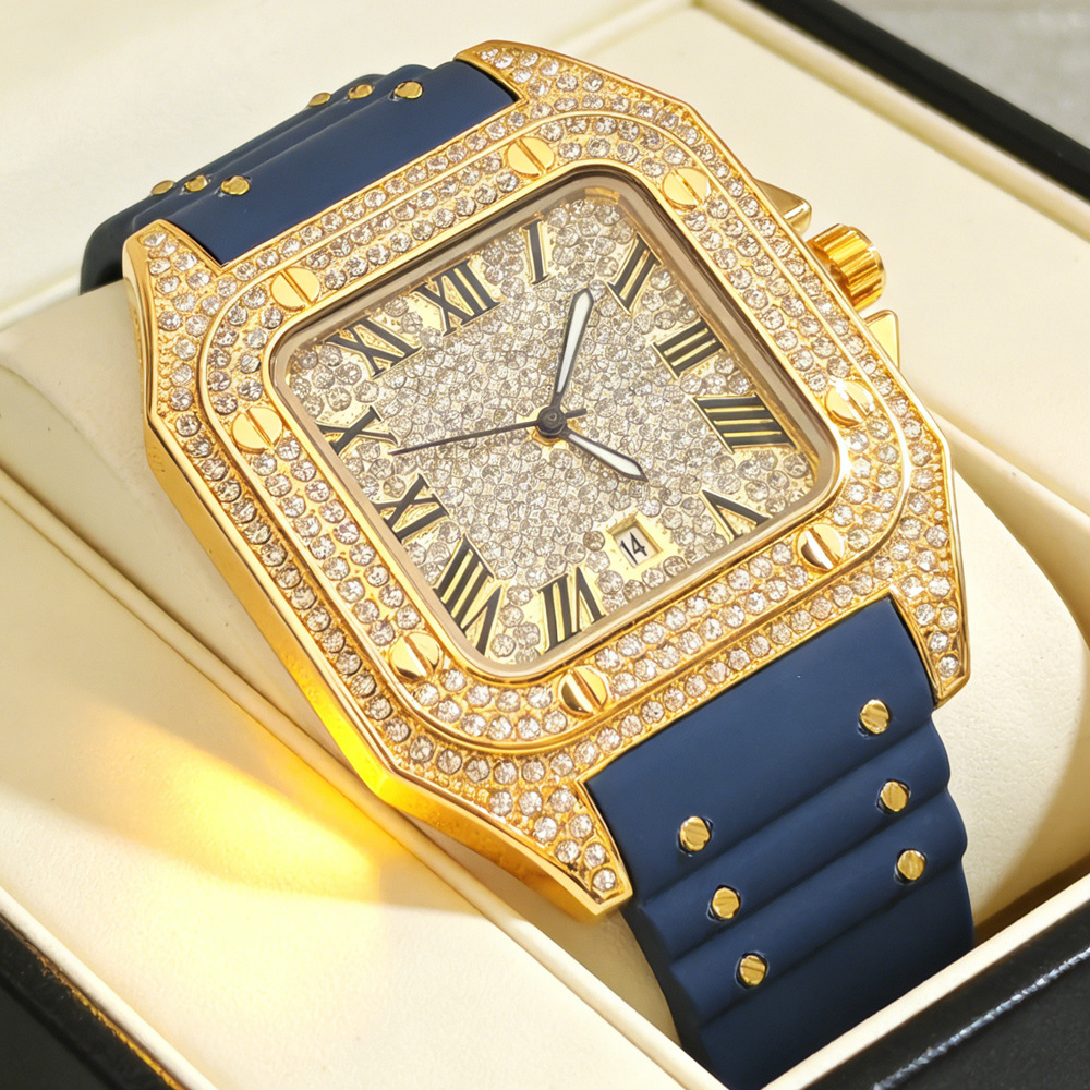 ヒップホップアイスアウトブリンブリンスクエアフルダイヤモンド - Jewelry Type Watches のレビューと価格