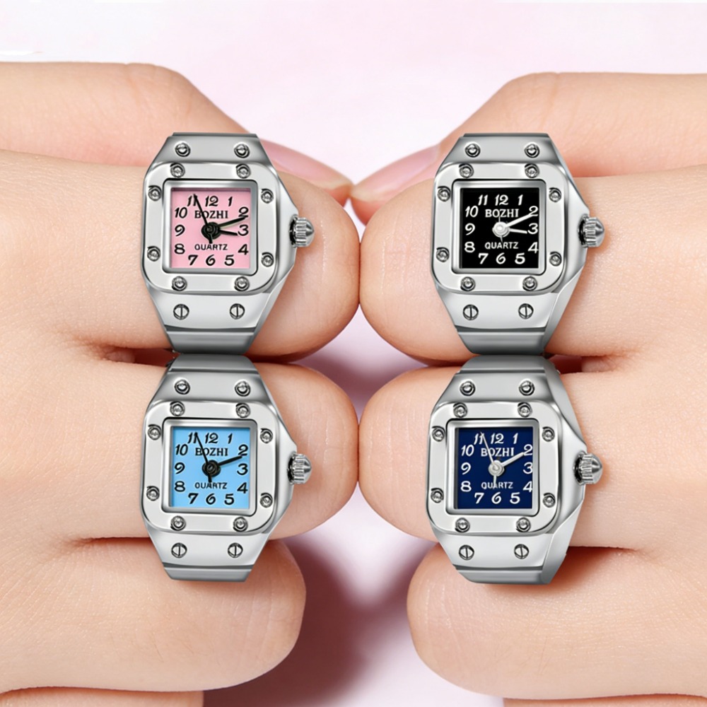 クリエイティブスクエアダイヤルリングウォッチ合金シェルカップ - Jewelry Type Watches のレビューと価格