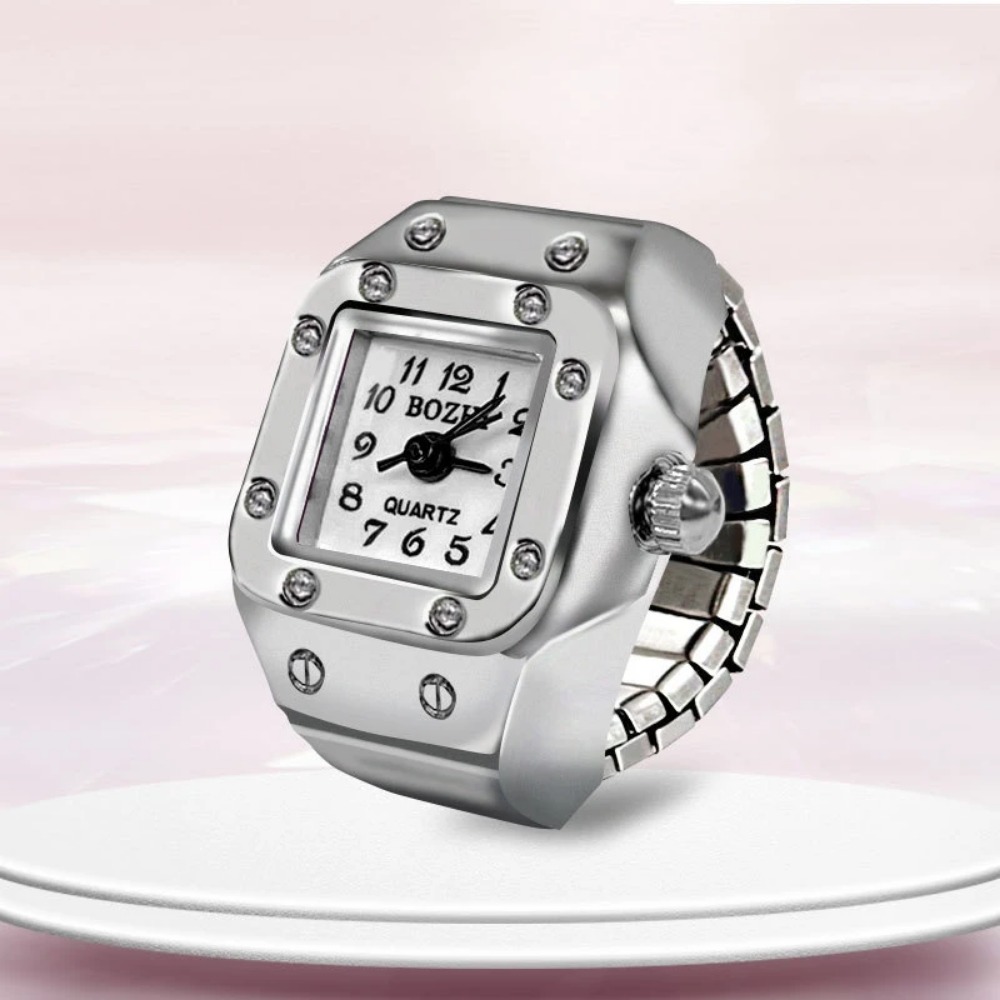 クリエイティブスクエアダイヤルリングウォッチ合金シェルカップ - Jewelry Type Watches のレビューと価格