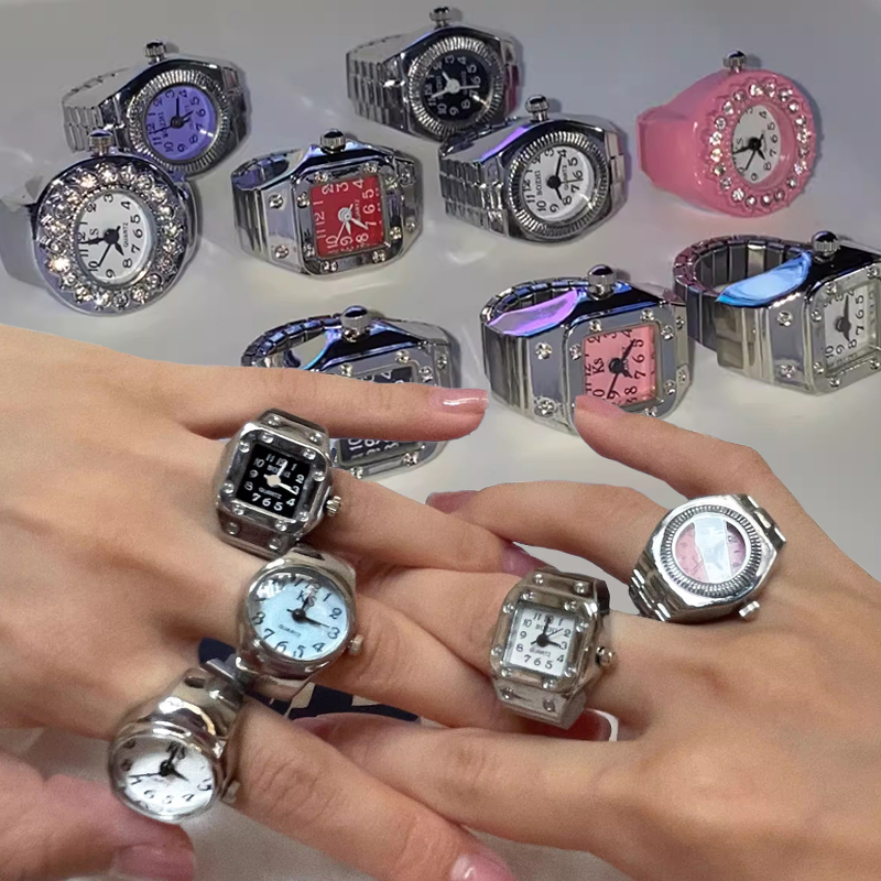 ヴィンテージシルバーミニパンクウォッチリングファッション伸縮 - Vintage Jewelry Watches Women のレビューと価格