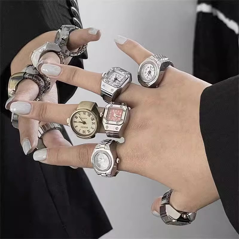 ヴィンテージシルバーミニパンクウォッチリングファッション伸縮 - Vintage Jewelry Watches Women のレビューと価格