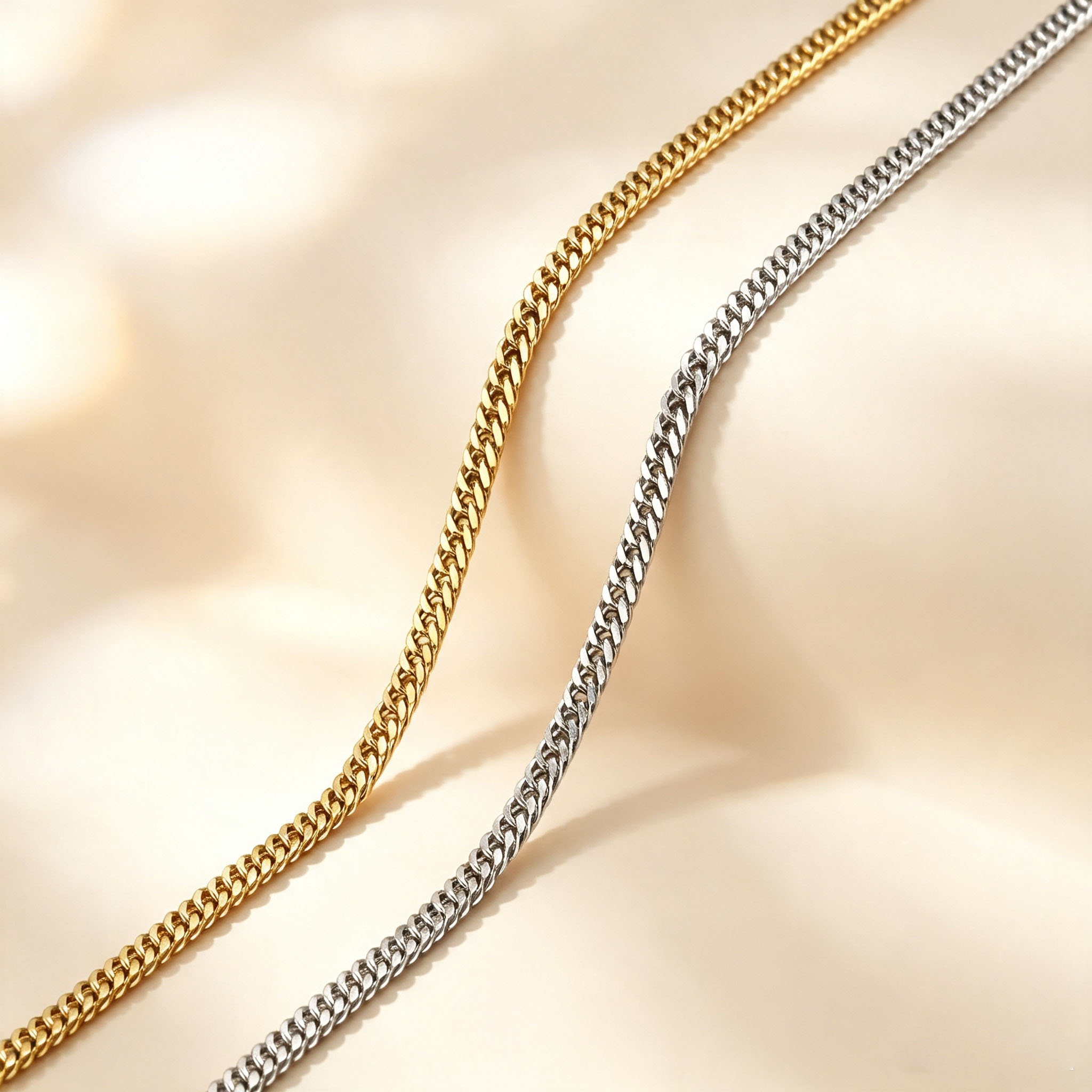 女性用薄型キューバンアンクレット、ステンレススチール製カーブ - Jc Jewelry & Watches のレビューと価格