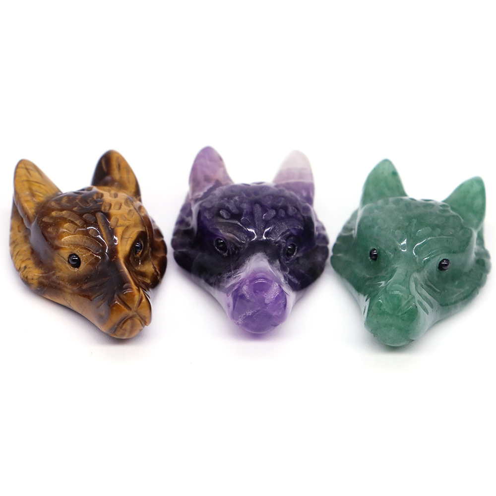 1.5インチ天然石狼の頭ヒーリングクリスタルレイキ手彫り動物 - Wolf Jewelry & Watches Tampa Reviews のレビューと価格
