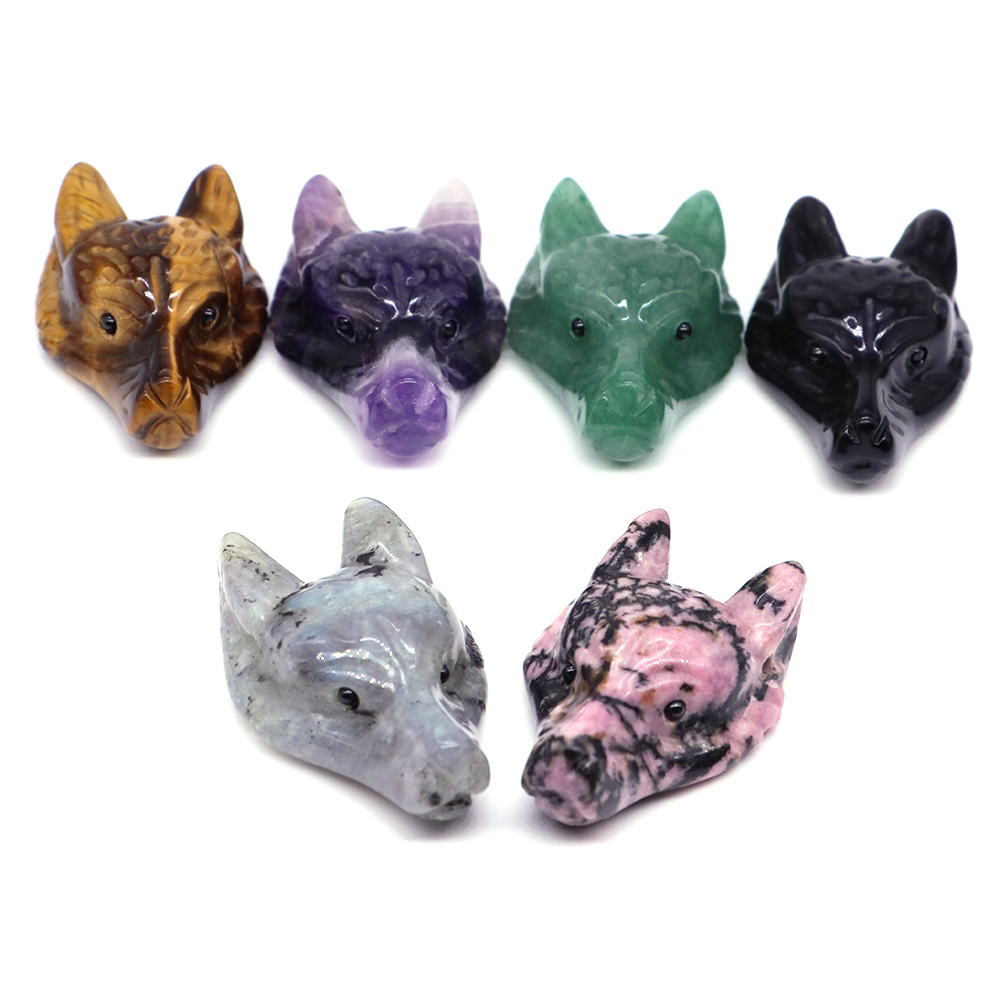 1.5インチ天然石狼の頭ヒーリングクリスタルレイキ手彫り動物 - Wolf Jewelry & Watches Tampa Reviews のレビューと価格