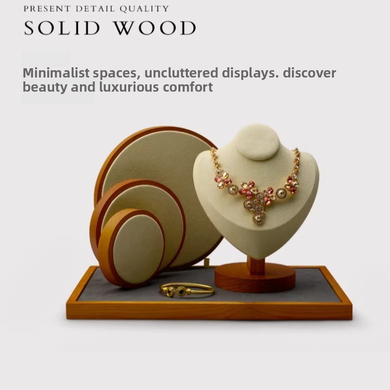 無垢材ジュエリートレイ、時計や指輪用、円形ベルベット裏地付き - Jewelry Store For Watches のレビューと価格