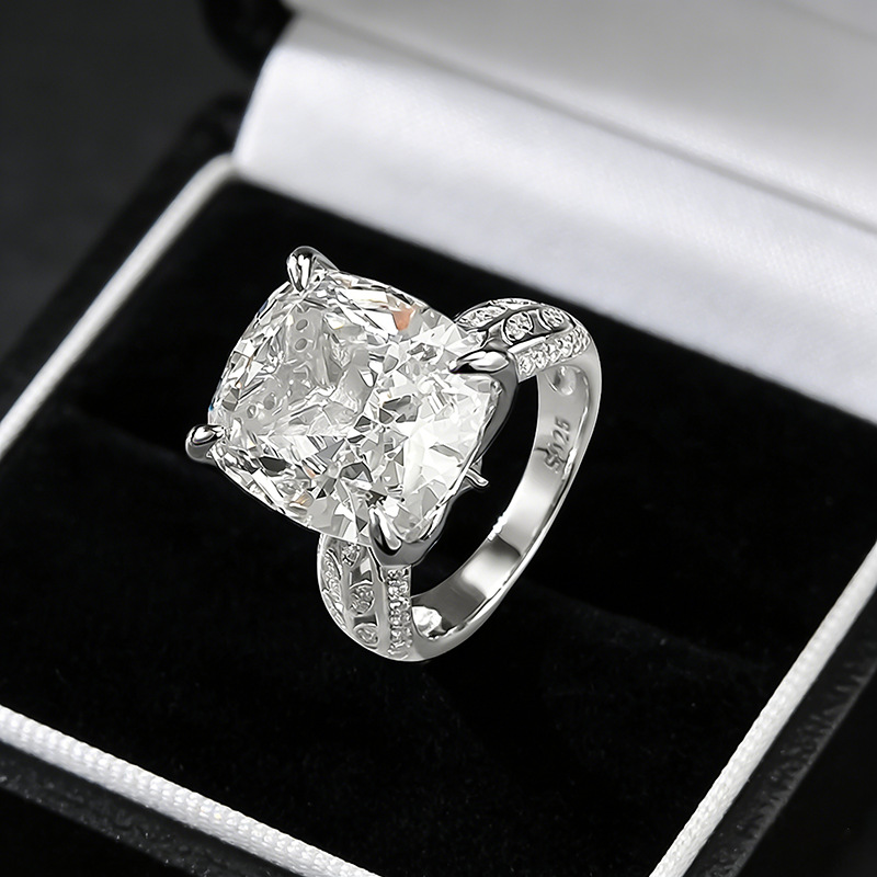 高炭素ダイヤモンド s925 スターリングシルバーリング女性 - Sterling Silver Ring のレビューと価格