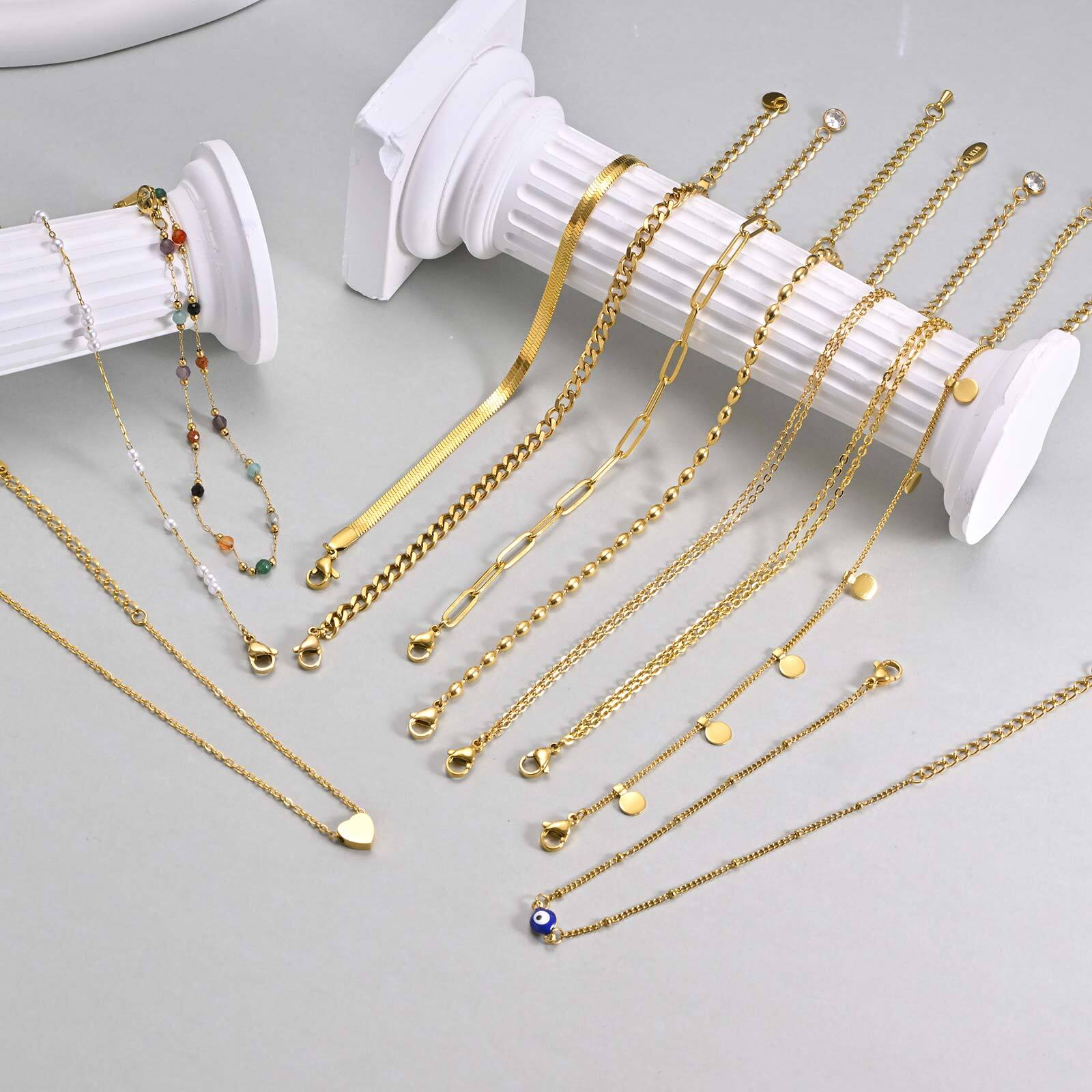 ゴールドメッキレイヤードアンクレットブレスレット、女性用、防 - Jc Jewelry & Watches のレビューと価格