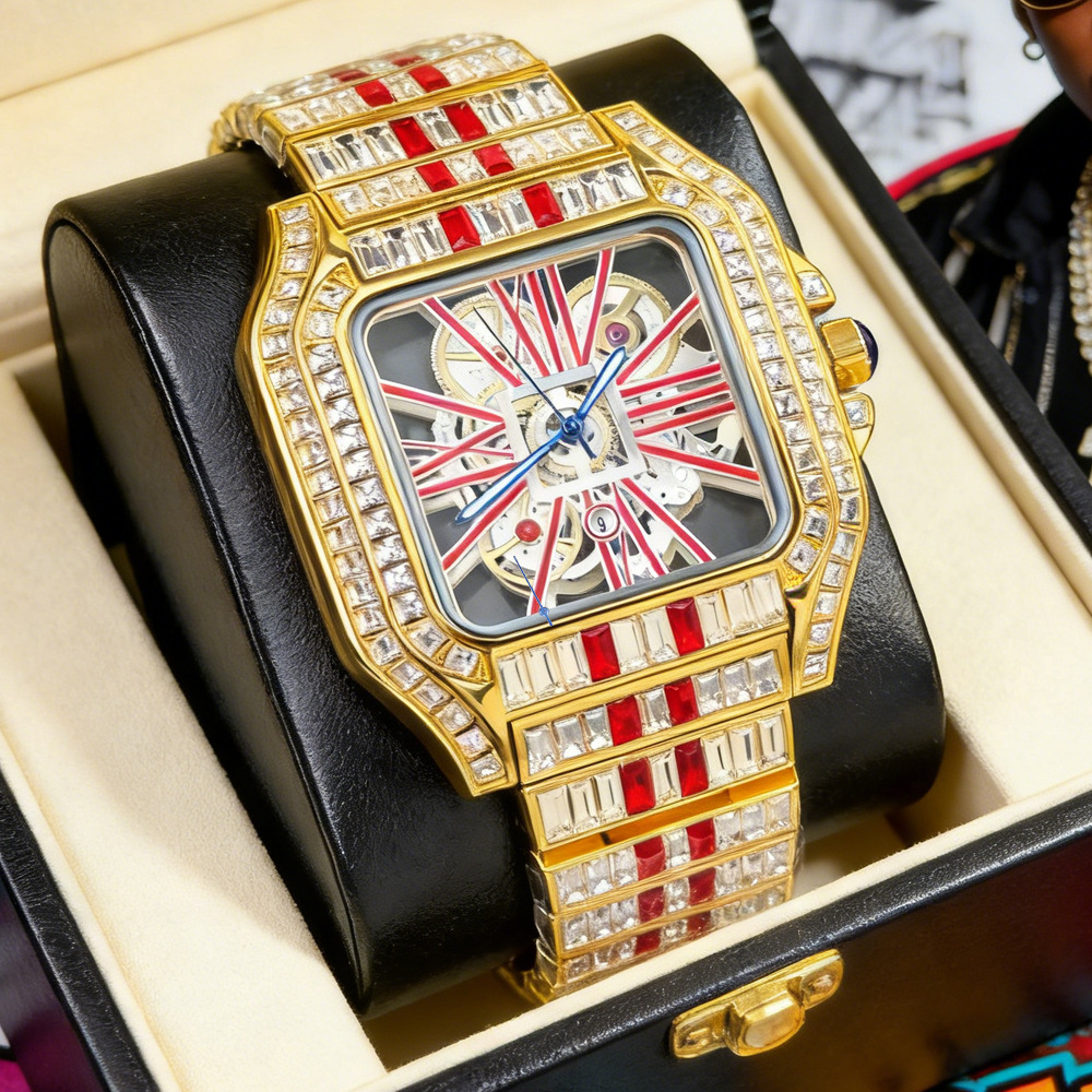 中空高級ブリンブリンクォーツ腕時計男性ホットファッションフル - Jewelry Type Watches のレビューと価格