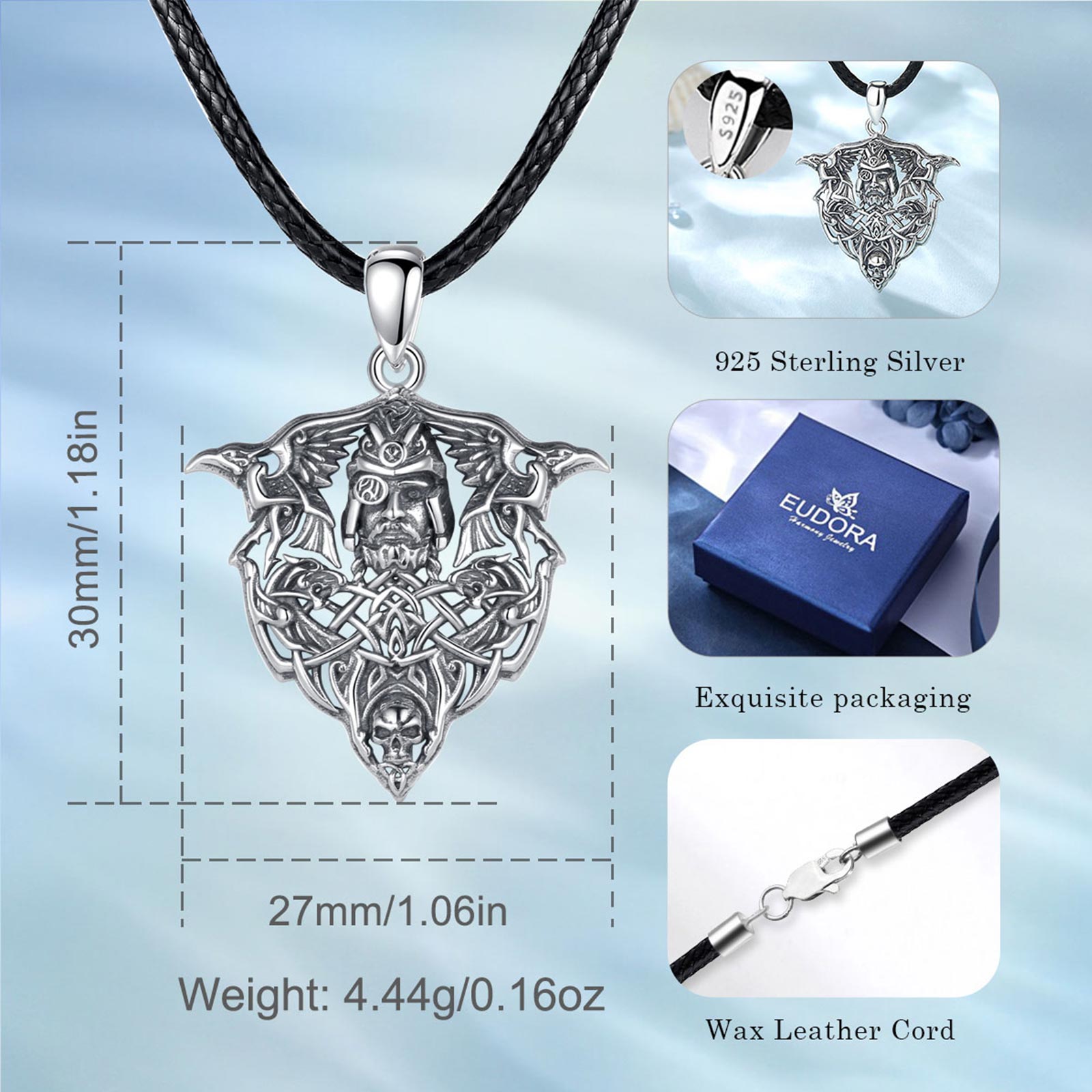 Euorea 925-男性用スターリングシルバーバイキングウ - Wolf Jewelry & Watches Tampa Reviews のレビューと価格
