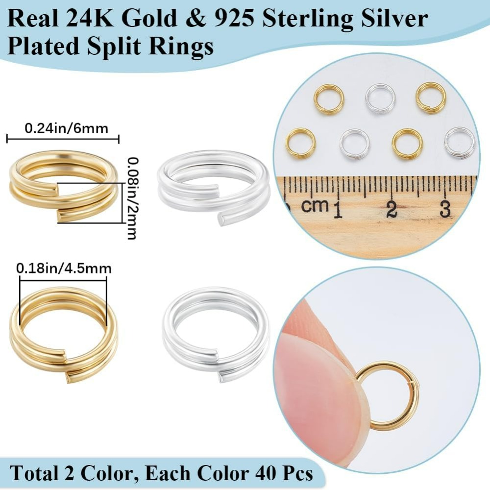 1 ボックス 80 個分割ジャンプリング 24K ゴールドと - Sterling Silver Ring のレビューと価格