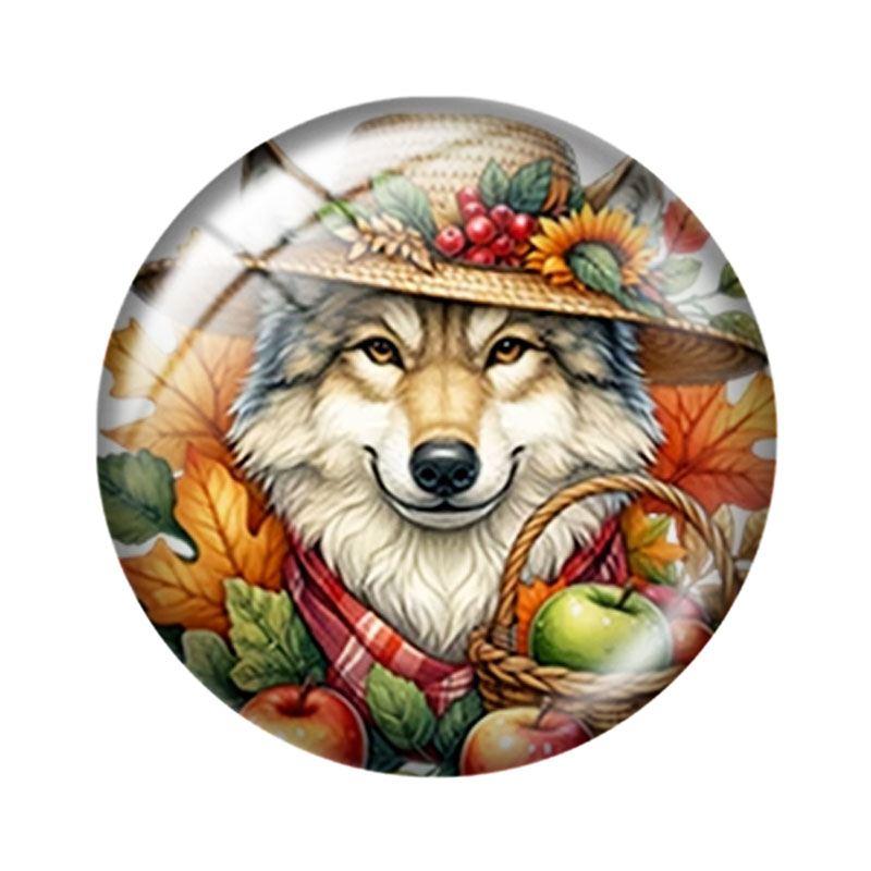 秋の花の狼 12/18/20/25mm ガラスカボション ブ - Wolf Jewelry & Watches Tampa Reviews のレビューと価格