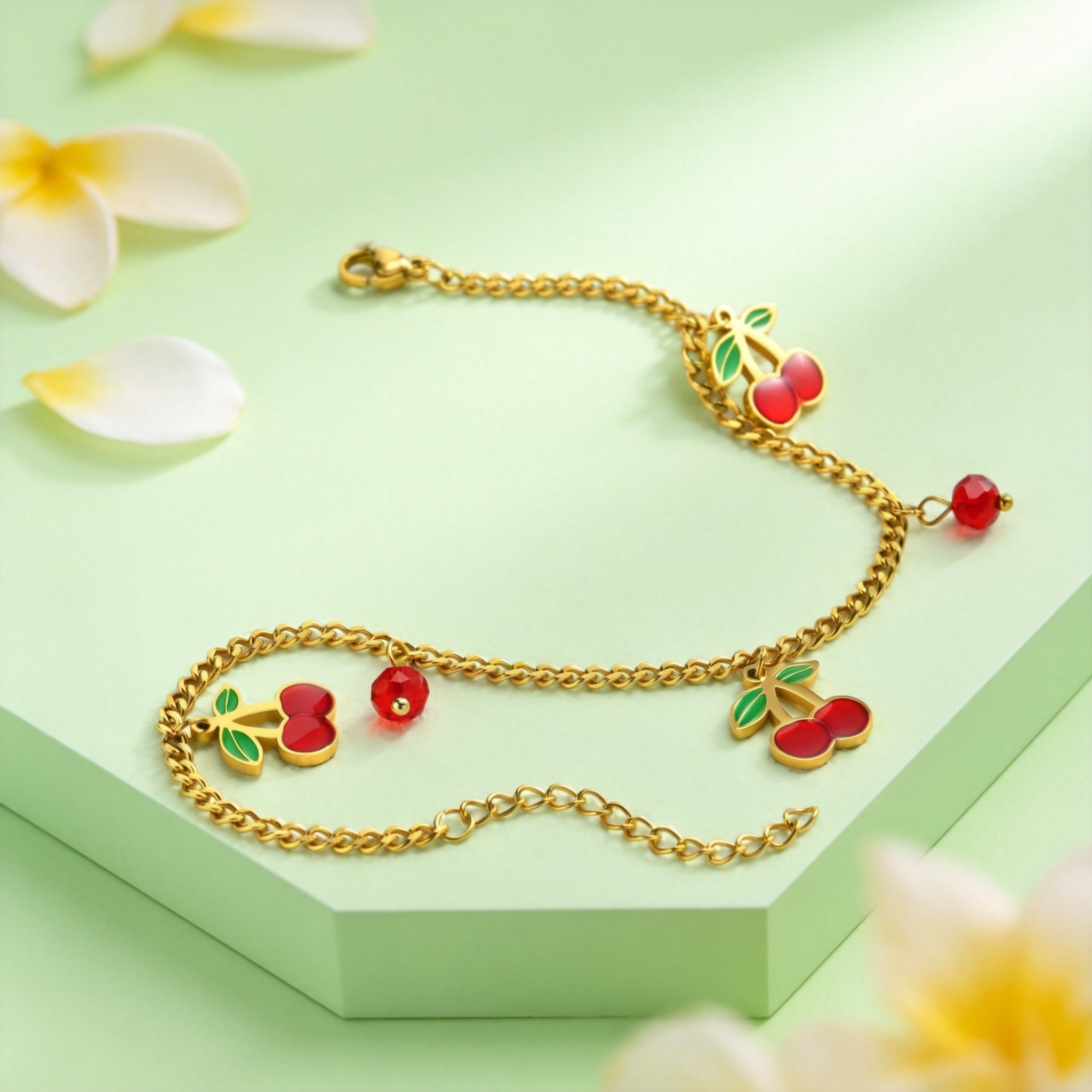 甘いステンレス鋼チェリーアンクレット女性のゴールドカラーチェ - Jc Jewelry & Watches のレビューと価格