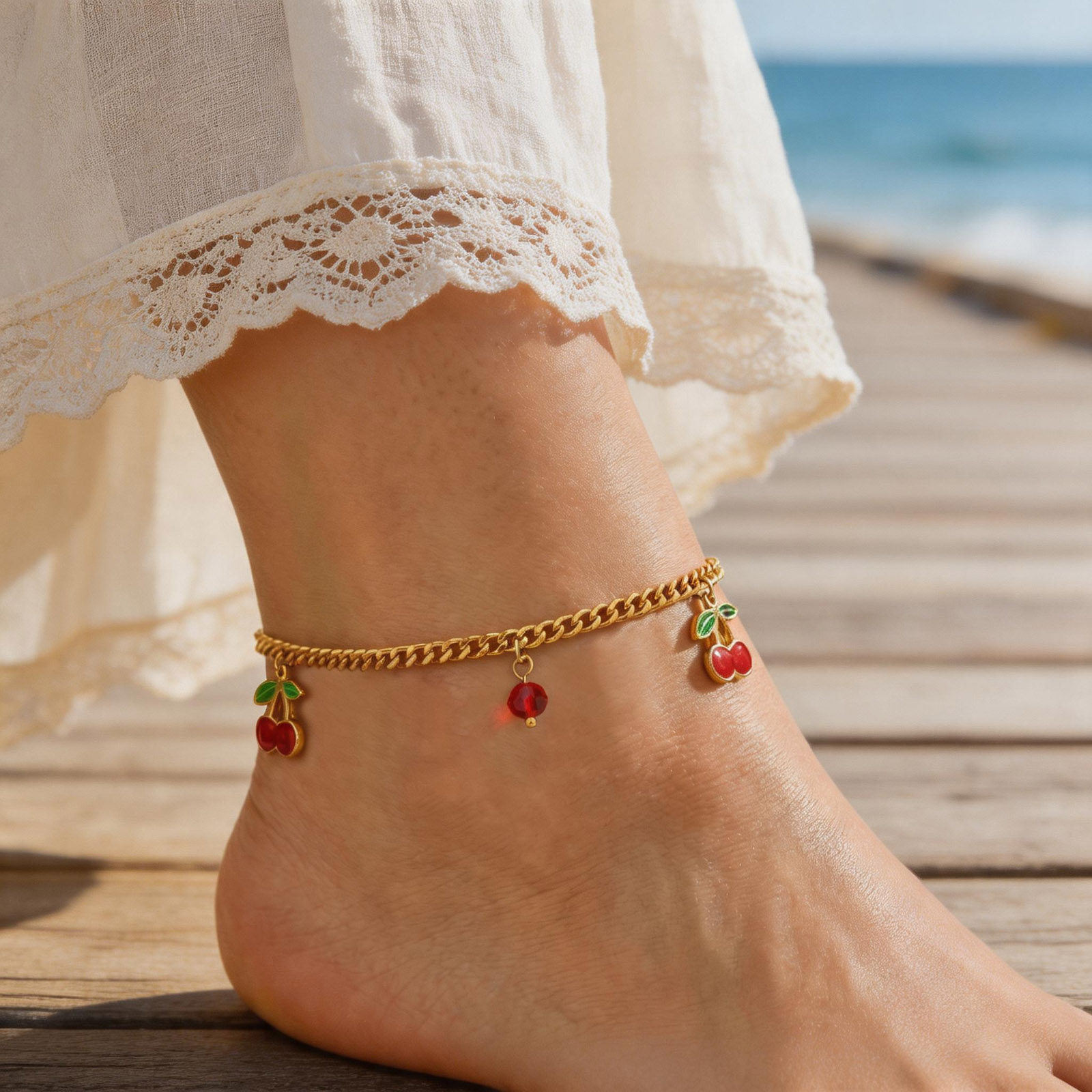 甘いステンレス鋼チェリーアンクレット女性のゴールドカラーチェ - Jc Jewelry & Watches のレビューと価格