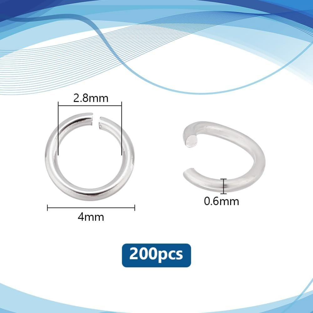 200 個 925 スターリングシルバーメッキオープン丸カン - Sterling Silver Ring のレビューと価格
