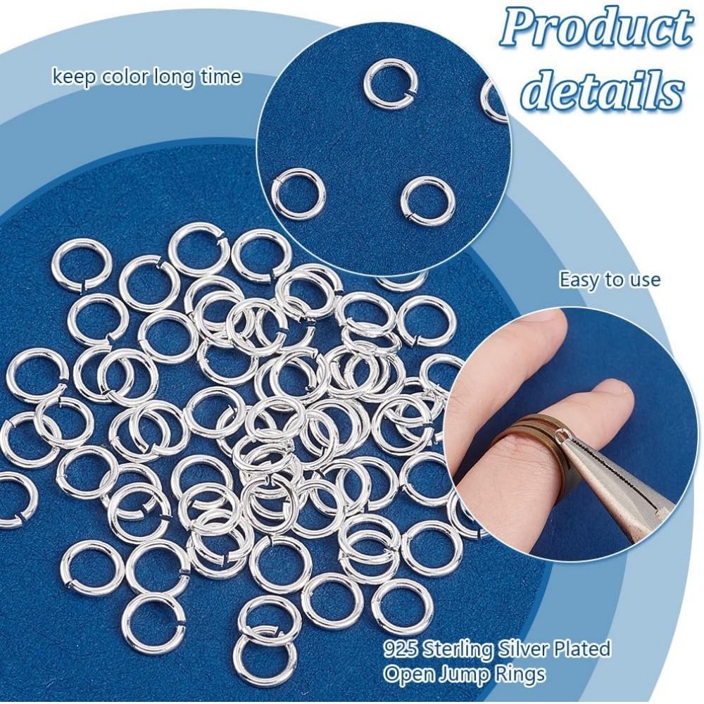 200 個 925 スターリングシルバーメッキオープン丸カン - Sterling Silver Ring のレビューと価格