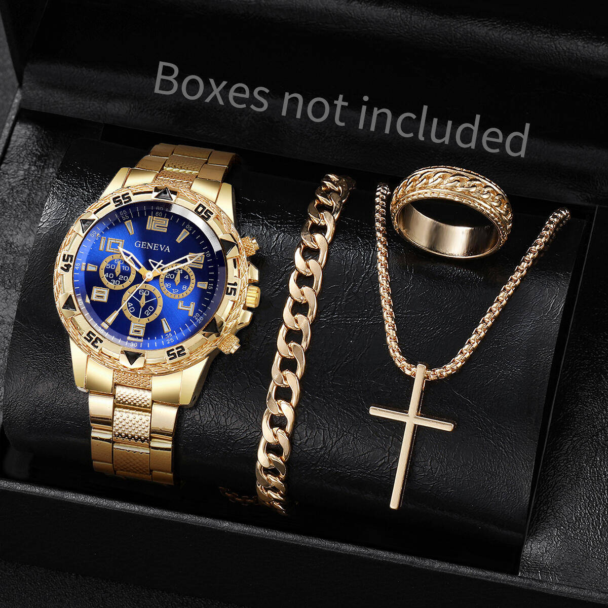 4 ピース/セットファッションメンズビジネスウォッチ高級ビッ - Jewelry Type Watches のレビューと価格