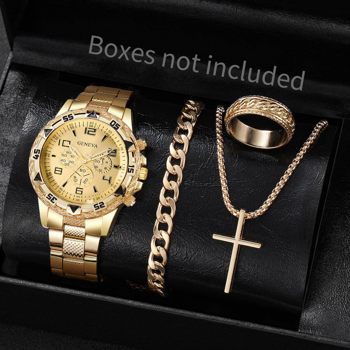 4 ピース/セットファッションメンズビジネスウォッチ高級ビッ - Jewelry Type Watches のレビューと価格