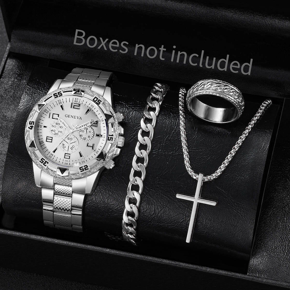 4 ピース/セットファッションメンズビジネスウォッチ高級ビッ - Jewelry Type Watches のレビューと価格