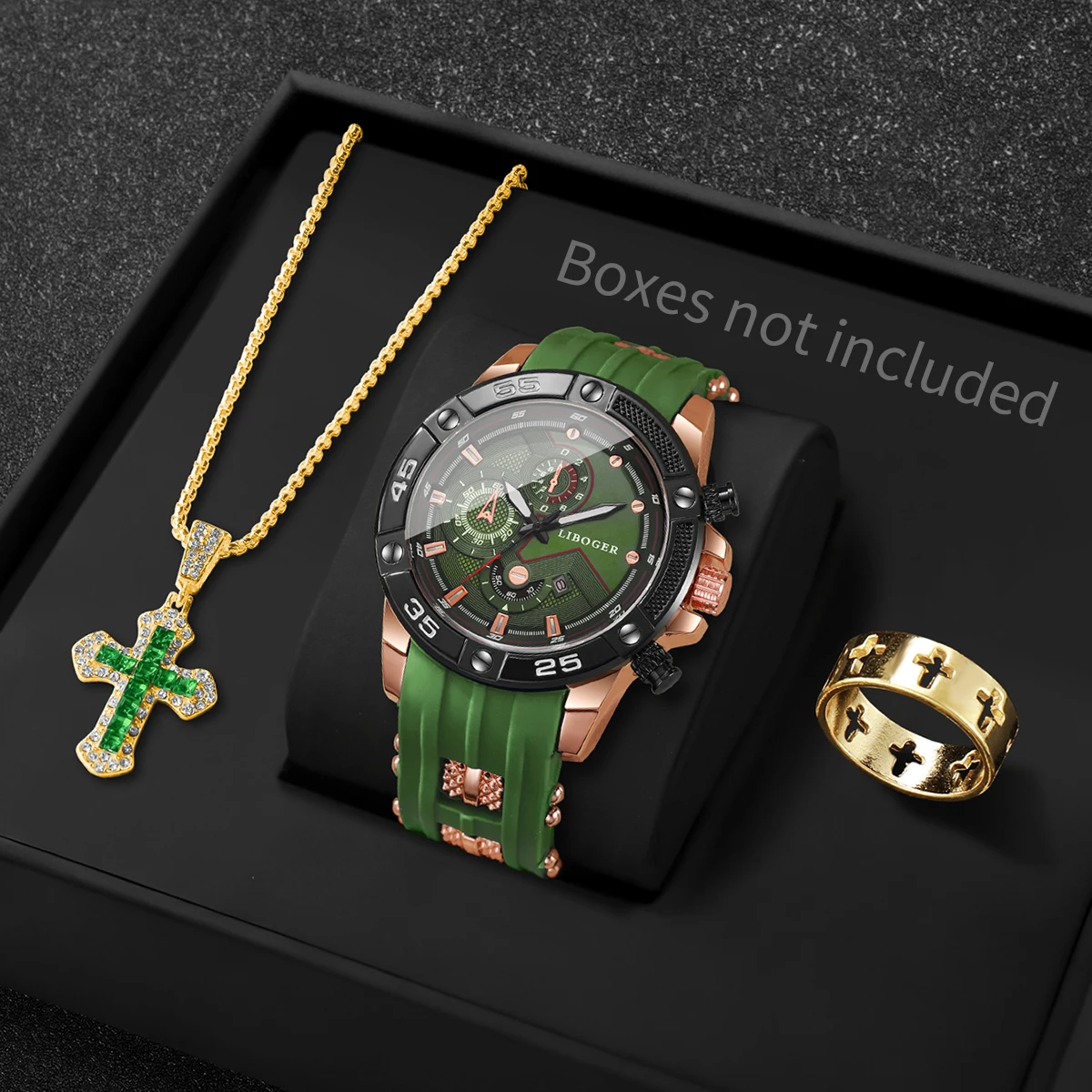 3 個ファッション男性スポーツウォッチクロスジュエリーセット - Jewelry Type Watches のレビューと価格