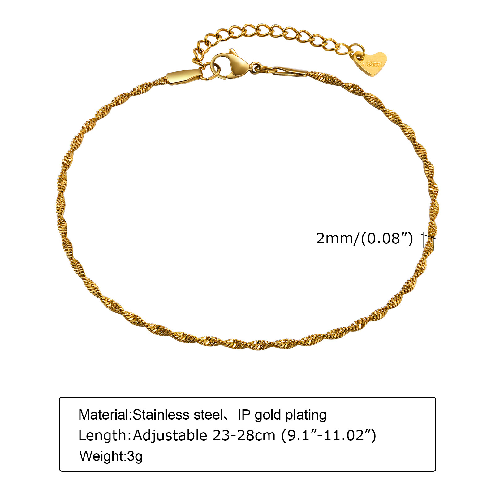 女性のためのシックなステンレス鋼の防水ウェーブチェーン,ビー - Jc Jewelry & Watches のレビューと価格